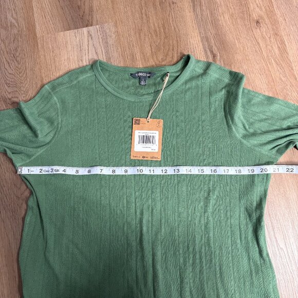 NWT Toad & Co Foothill Pointelle Long Sleeve Crew t-shirt Ivy green L large top - Picture 7 of 8
